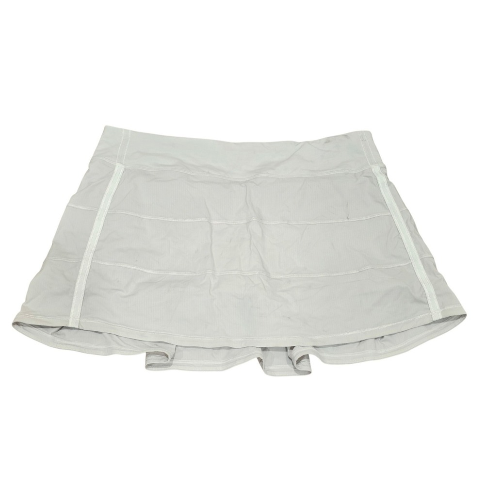 Lululemon Womens Tennis Skirt Skort 10 Tall White Tiered Athletic Zip Pocket